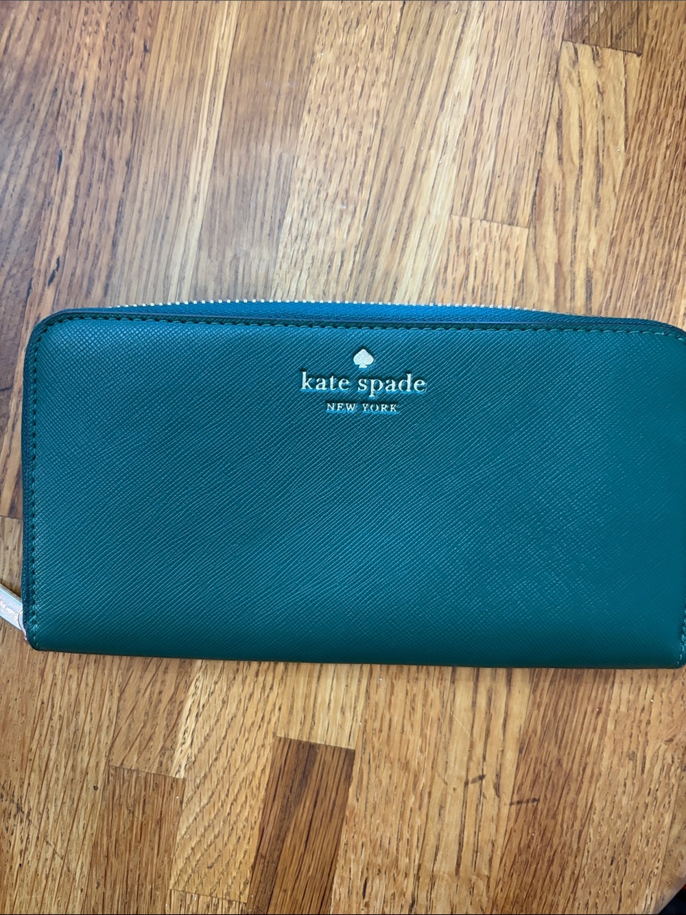 kate spade Teal Saffiano Zip-Around Wallet